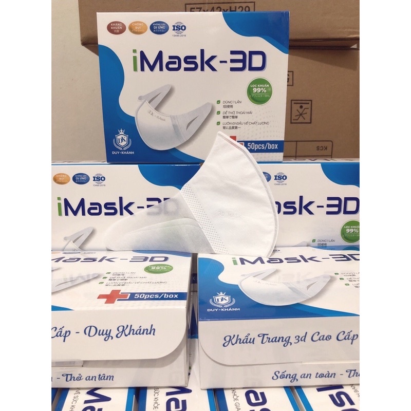 Khẩu trang 3D Mask Duy Khánh Kháng Khuẩn Trắng Trơn, Họa Tiết LV( bán tách lẻ)