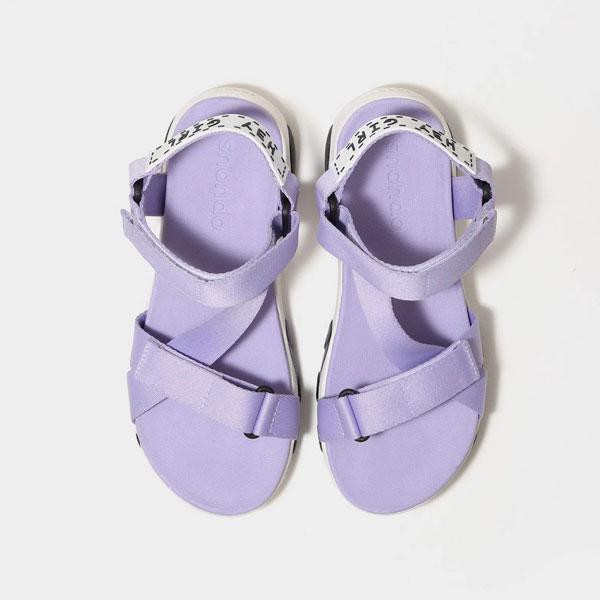 Giày Sandal Shondo Girly đế trắng phối đen quai tím Lavender GIM0092