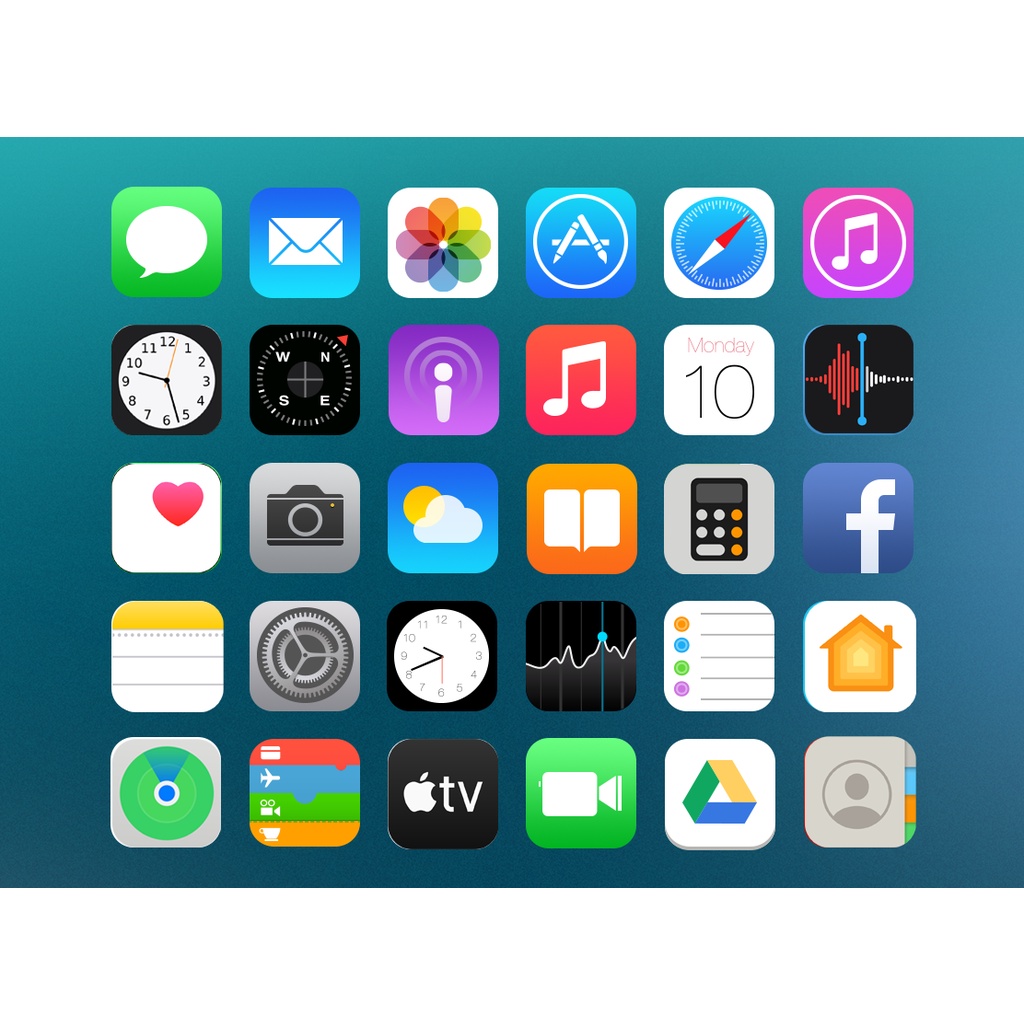 Bộ 30 hình dán Icon IOS, icon IPHONE, dùng trang trí nhà cửa, dán xe, laptop...