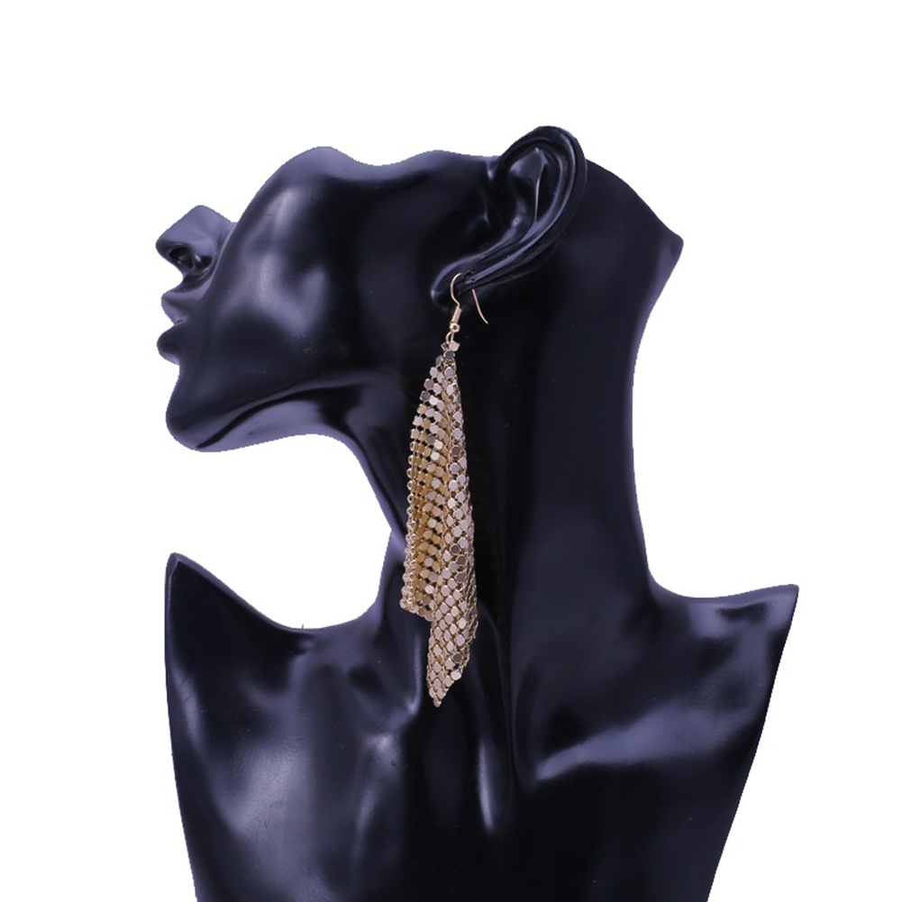 Đôi Bông Tai Dáng Dài Họa Tiết Lấp Lánh Thời Trang Cho Nữ