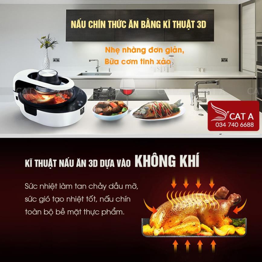 [BH 1 năm] NỒI CHIÊN KHÔNG DẦU CAO CẤP CÁT Á - Nồi nướng HALOGEN, chiên nướng toàn bộ bề mặt, tiết kiệm thời gian