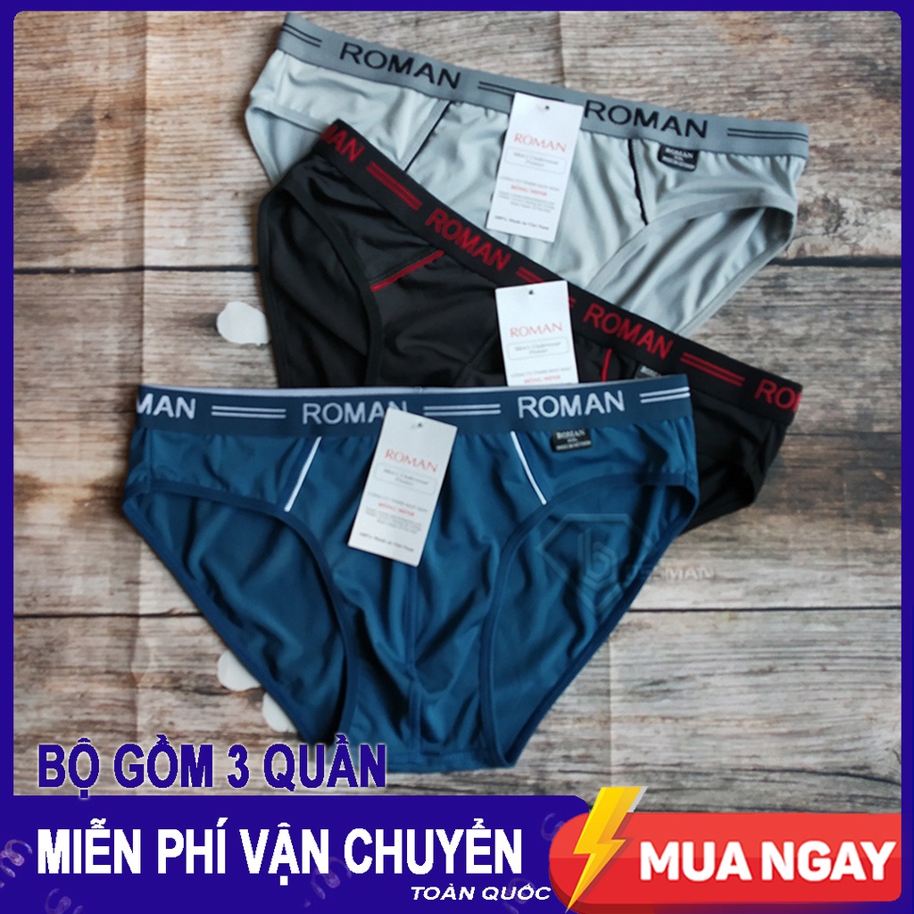 COMBO 3 Quần LÓT Nam - Nhiều Màu - Thun Lạnh Cao cấp ROMAN