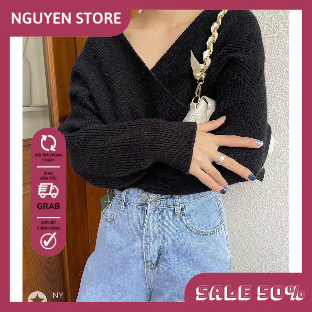 Áo Len Trễ Vai Cổ Tim Vạc Chéo Form Rộng Tay Dài Chất Len Lông Cừu Thời Trang Hàn Quốc Quyến Rủ Cho Nữ. | BigBuy360 - bigbuy360.vn