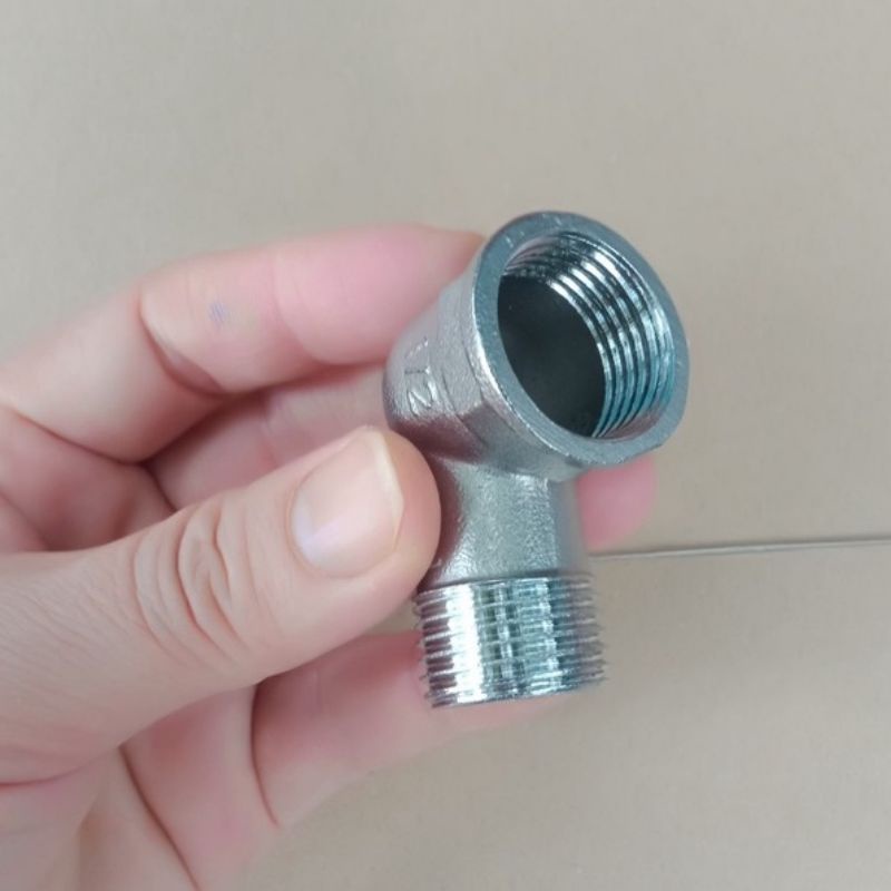 CO VUÔNG INOX ⚡️ XẢ KHO ⚡️ - CÚT ( CO ) INOX NỐI VUÔNG 1 ĐẦU REN NGOÀI RA 1 ĐẦU REN TRONG 21 - CO CÚT LỌC NƯỚC