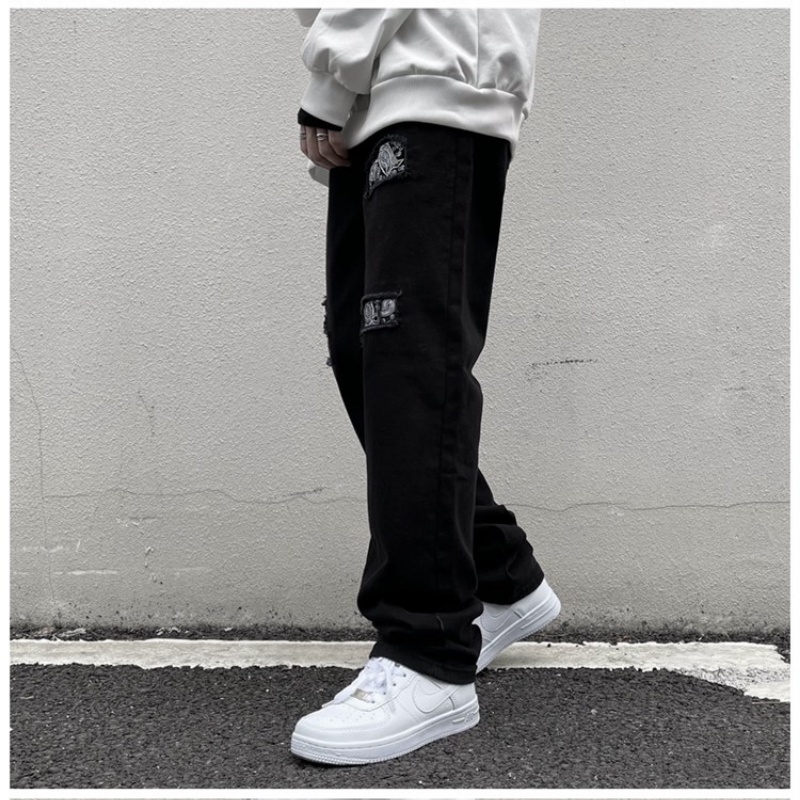 Quần denim ống suông rộng thời trang hip hop cá tính dành cho nam