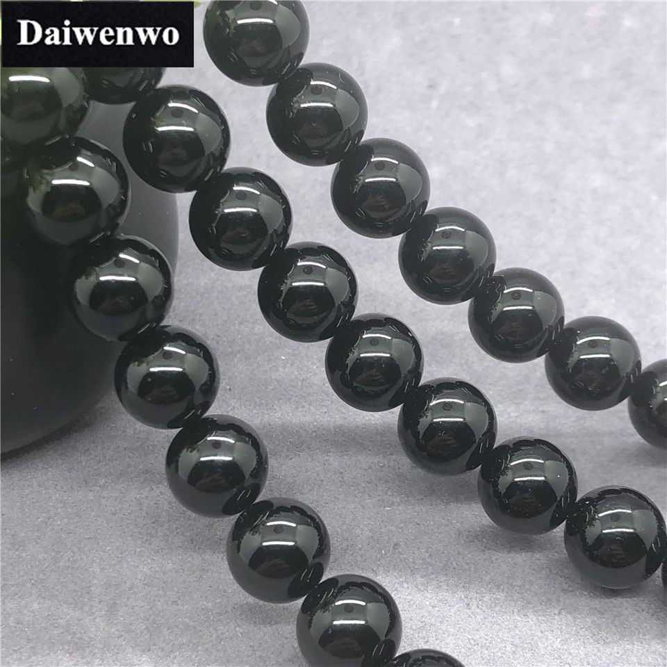 Chuỗi Hạt Đá Mã Não Đen Tự Nhiên 4-14mm Làm Trang Sức Thủ Công