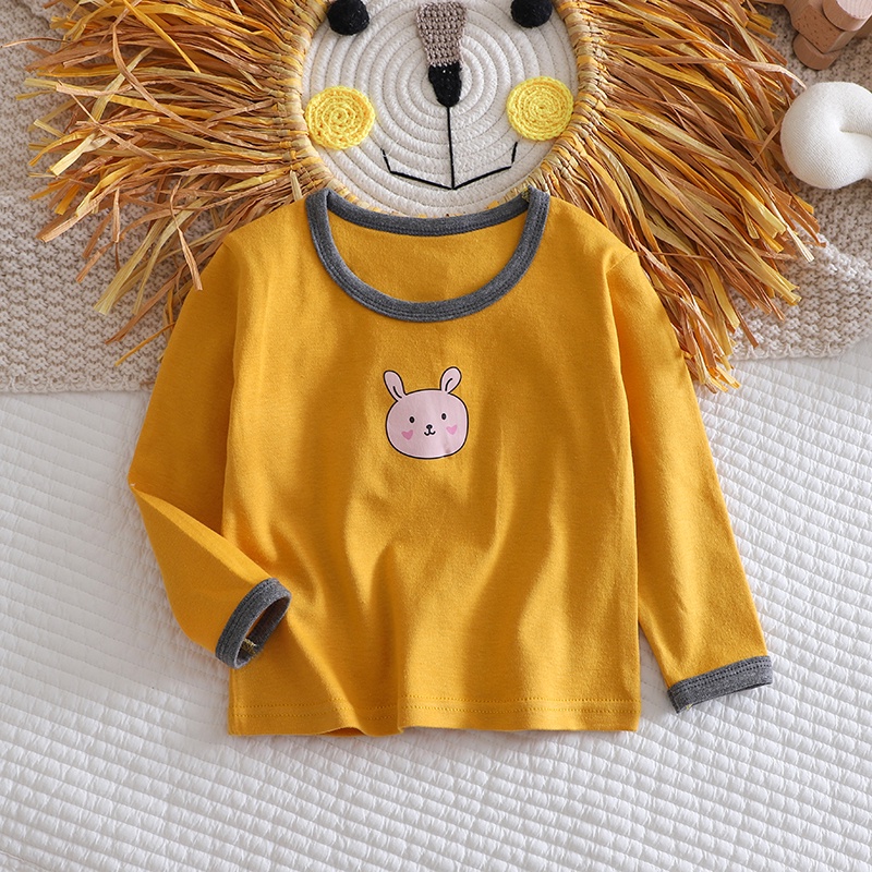 Áo Thun Tay Dài 100% Cotton Thoải Mái In Họa Tiết Hoạt Hình Dễ Thương Dành Cho Bé Trai Và Bé Gái 1-6 Tuổi