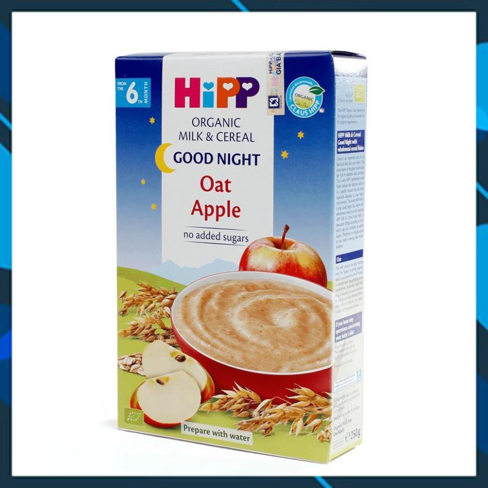 Bột ăn dặm HiPP 250g chúc ngủ ngon dinh dưỡng sữa yến mạch, táo tây 6 tháng tuổi trở lên.