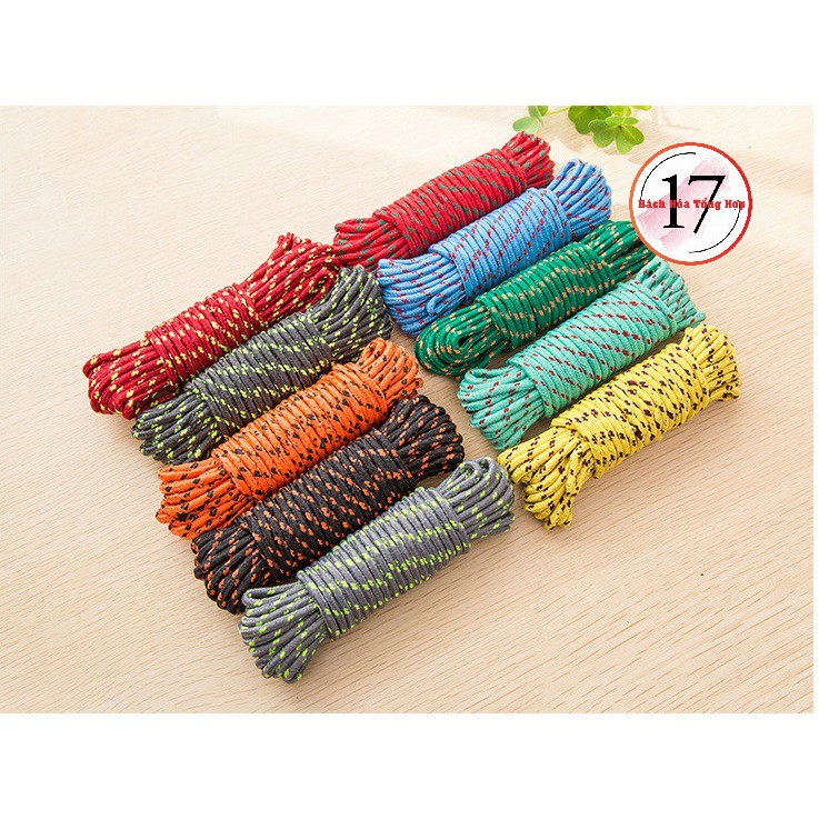 Dây dù paracord đa năng nhiều lõi dài 10m, dày 4mm, dây dù sinh tồn, cắm trại....