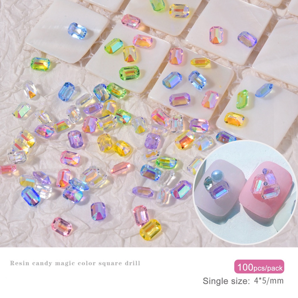 Bộ 100 Phụ Kiện Đá 3D Trang Trí Móng Tay Sau Lưng