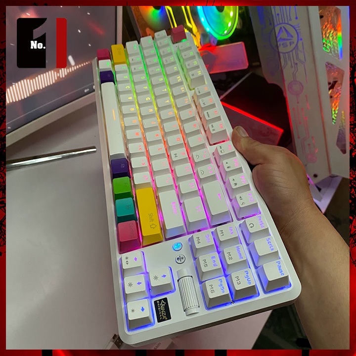 Bàn Phím Cơ Keycap Xuyên Led Gaming Bluetooth Máy Tính Ajazz K870T Màu Trắng Led RGB Bàn Phím Không Dây Laptop Pc