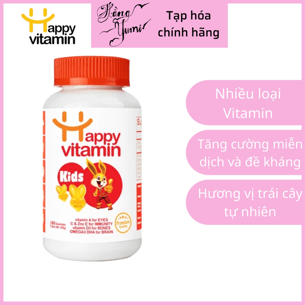 Kẹo dẻo bổ sung dưỡng chất Happy Vitamin Kids. Tăng đề kháng, nâng cao hệ miễn dịch cho trẻ - Hàng chính hãng