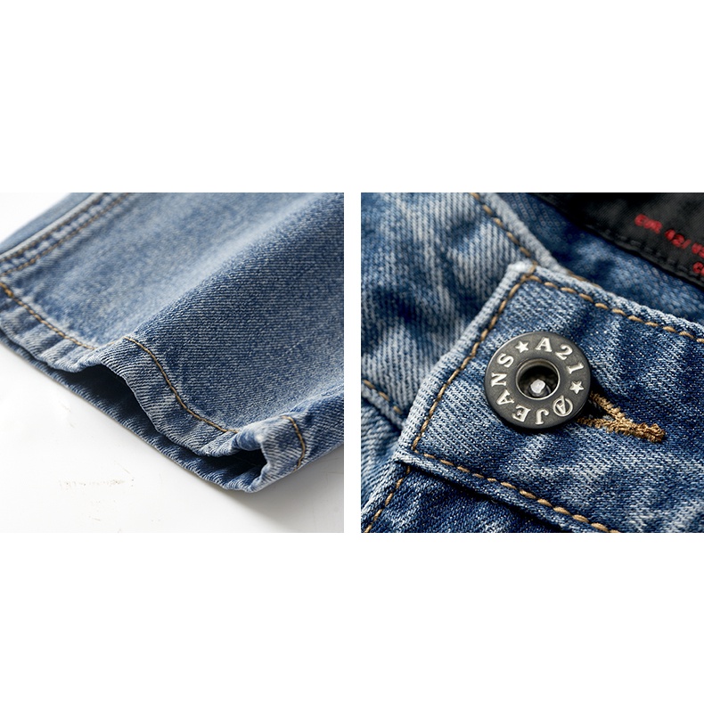 Quần jeans A21 ống suông thẳng lưng thấp thời trang mùa hè dành cho nam