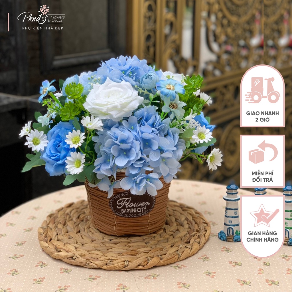 [Mã BMBAU50 giảm 7% đơn 99K] Giỏ Hoa Lụa Vintage To Đẹp Rực Rỡ Sắc Màu PKND FLOWERS &amp; DECOR