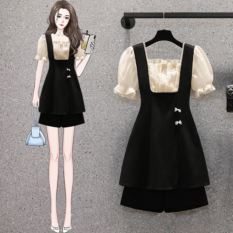 🌸Hàng Order🌸Sét Váy Đầm Bigsize Áo Voan Tay Bồng Đính Nơ Ngọc Cách Điệu Phối Quần Sành Điệu 🌸Hàng Quảng Châu
