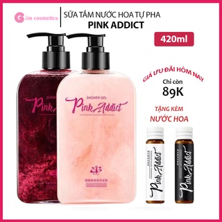 Sữa tắm hương nước hoa tự pha thơm lâu Pink Addict 420ml dưỡng ẩm trắng da tạo bọt hàng nội địa Trung