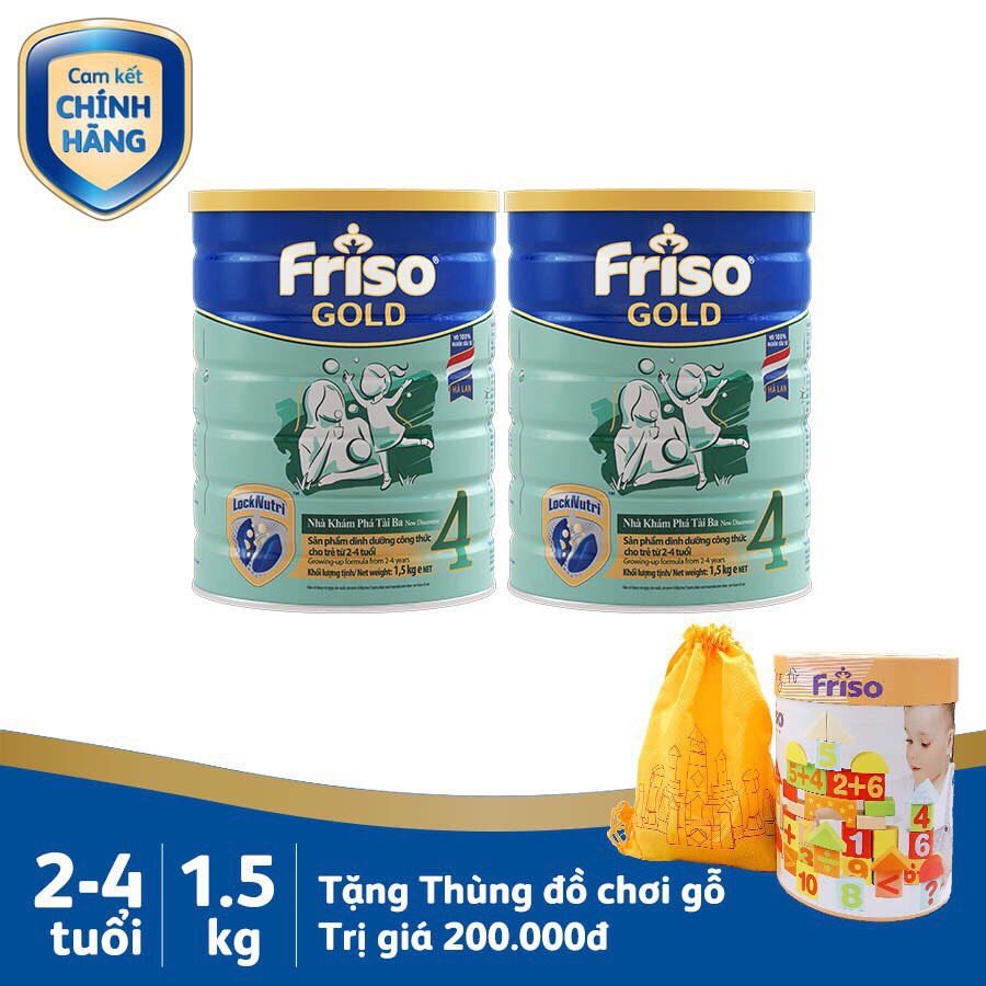 [Tặng hộp đồ chơi gỗ]Combo 2 lon sữa Friso gold 4 1500g