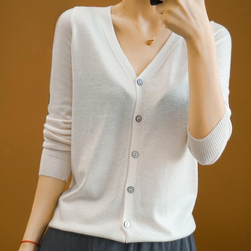 Áo khoác cardigan thun len nữ tay dài 5 cúc siêu đẹp