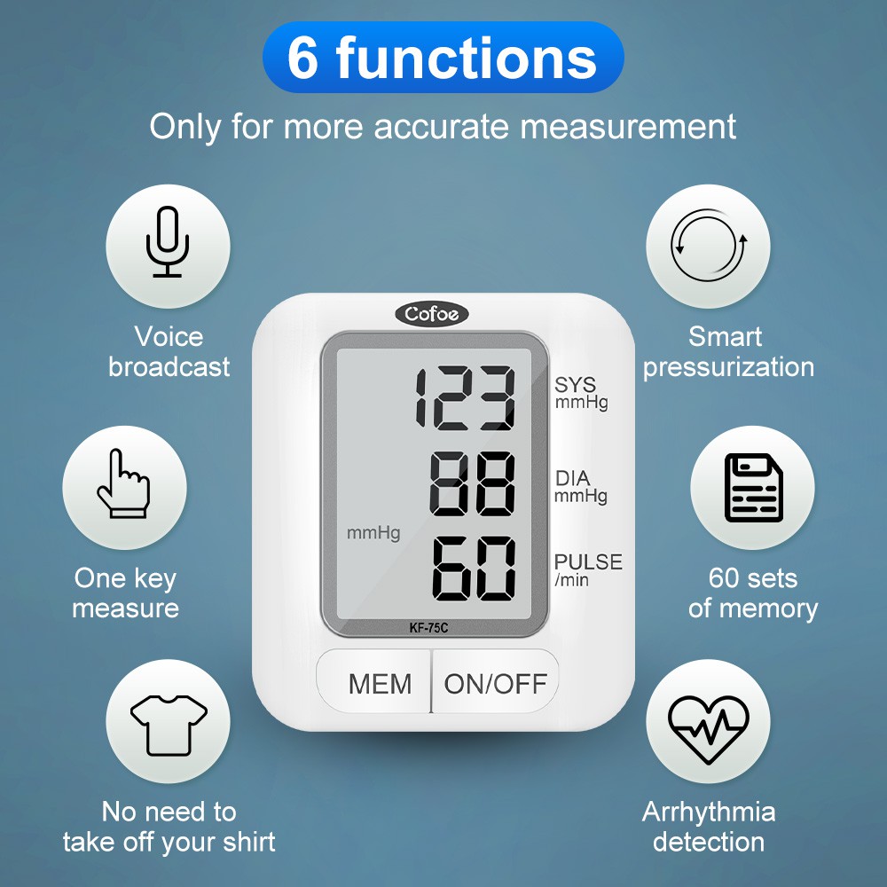 (Hàng Mới Về) Máy Đo Huyết Áp Đeo Cổ Tay Kỹ Thuật Số Bp Cofoe | BigBuy360 - bigbuy360.vn