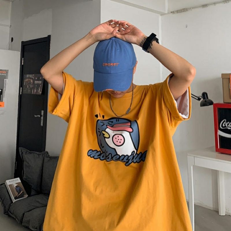 Áo thun tay lỡ unisex moéujue gà