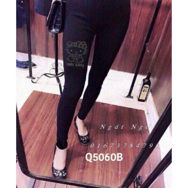 Xả hàng quần legging thêu hello kitty