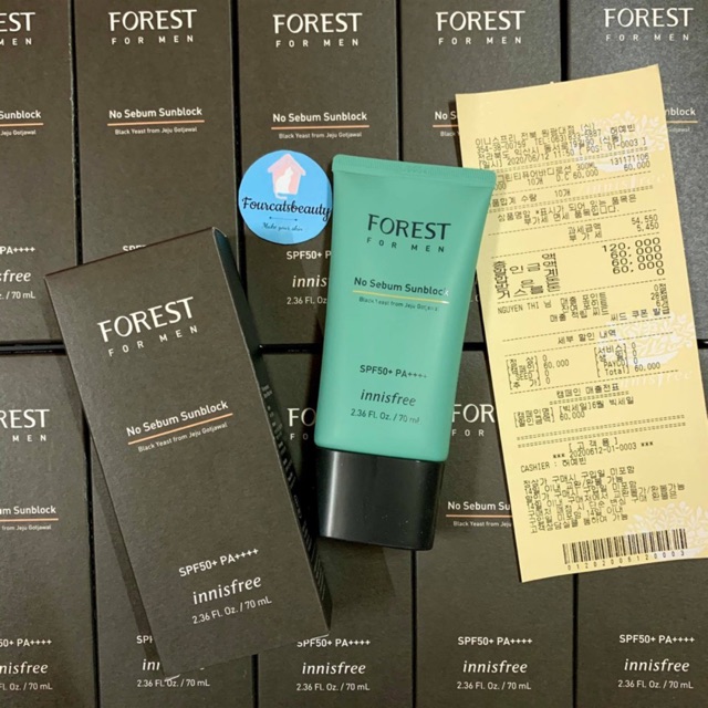 Kem Chống Nắng Kiềm Dầu Dành Cho Nam Innisfree Forest For Men No Sebum Sunblock SPF50+ 70ml