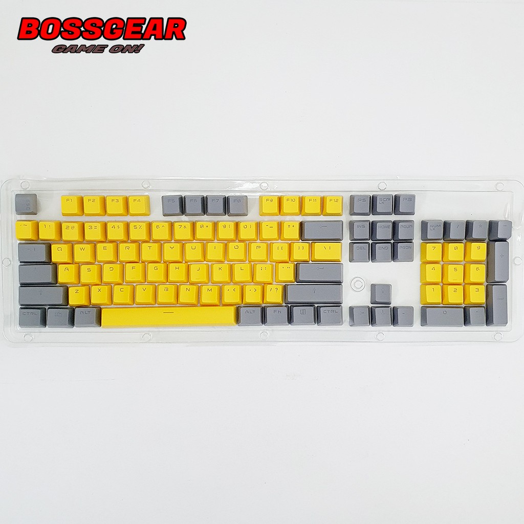 Bộ Keycap PBT Xám Vàng 104 Phím Double Shot Xuyên LED ( OEM Profile, Ansi layout )