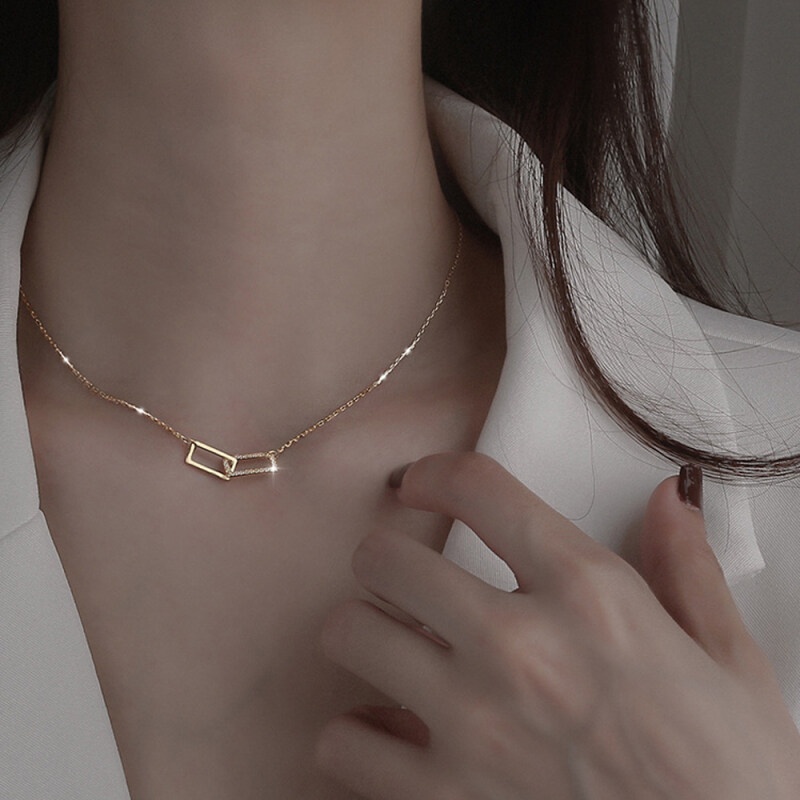 (MỚI) Vòng cổ hợp kim đính đá xinh xắn