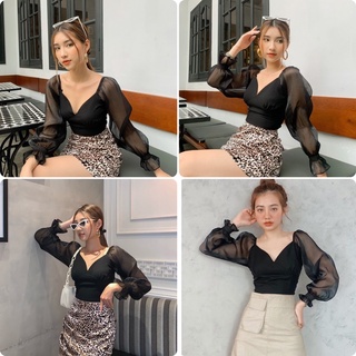 Áo croptop tay bồng organza Angle Top Reverclothings