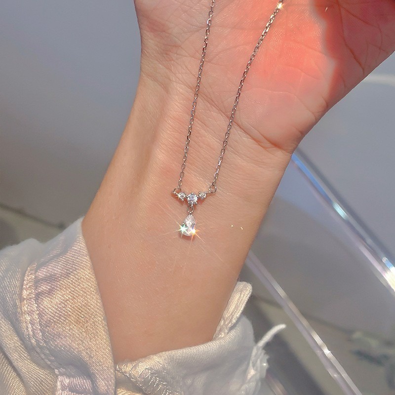 Vòng cổ Mặt Hình Giọt Nước Đính Đá Zircon Đơn Giản Thời Trang Mùa Hè
