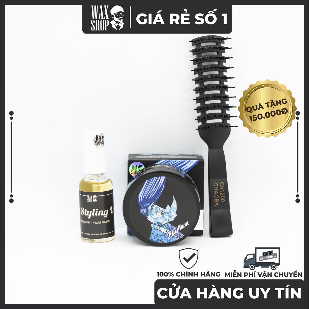 Sáp Vuốt Tóc Blumaan Meraki ⚡ [Bao Test] ⚡ Siêu Giữ Nếp Tóc tới 24 Tiếng, Tặng Kèm Pre-Styling Oil và Lược