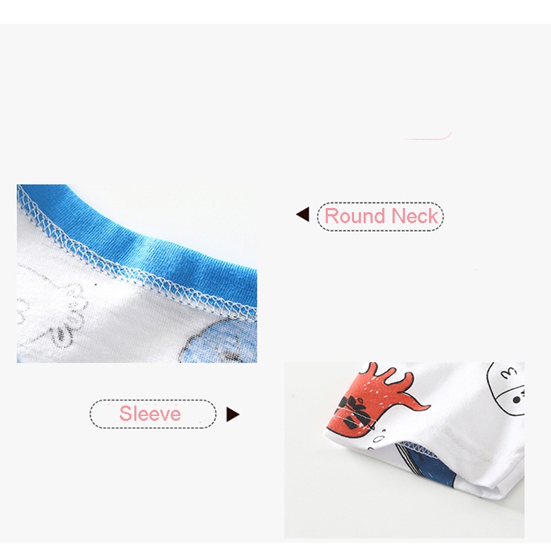 Áo thun SANITKUN cotton tay ngắn in họa tiết hoạt hình thời trang mùa hè đáng yêu dành cho bé trai và bé gái