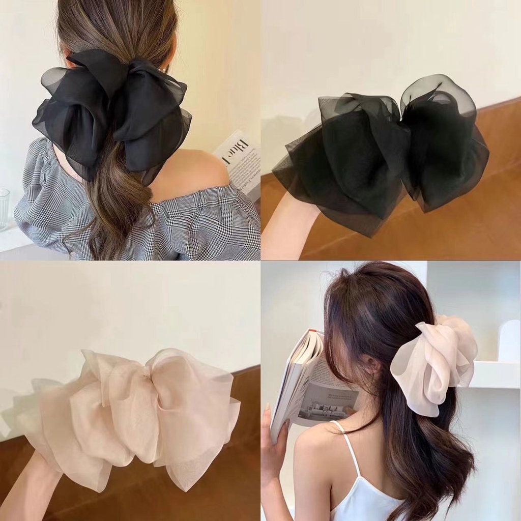 iF YOU Kẹp Tóc Hình Nơ Vải Voan Phong Cách Vintage Thanh Lịch Cho Nữ