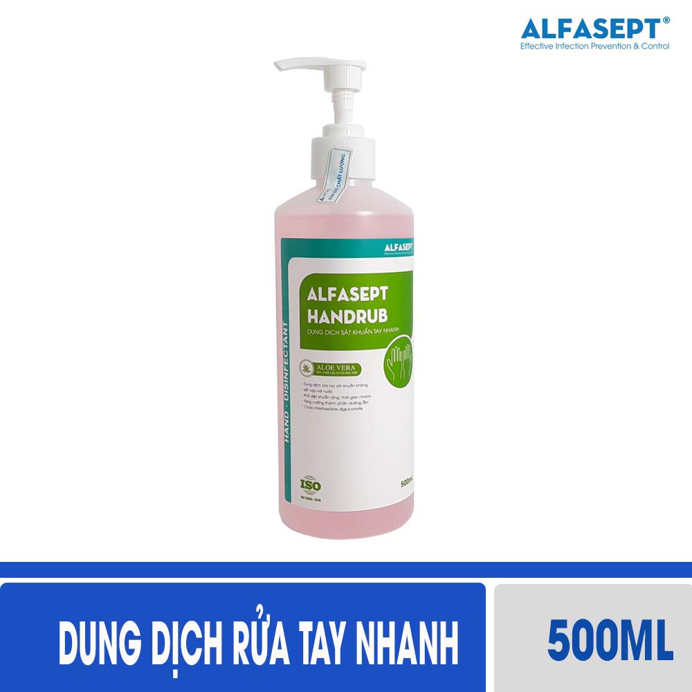Nước Rửa Tay Khô ALFASEPT Handrub Thân Thiện Với Da, Giúp Diệt Khuẩn Nhanh Chóng, Hiệu Quả 500ml - Thùng 12 chai