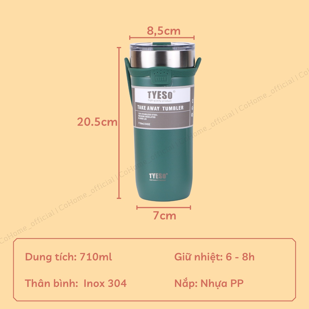 Ly giữ nhiệt 710ml có ống hút và stiker, bình nước inox 304 có quai cầm chắc chắn