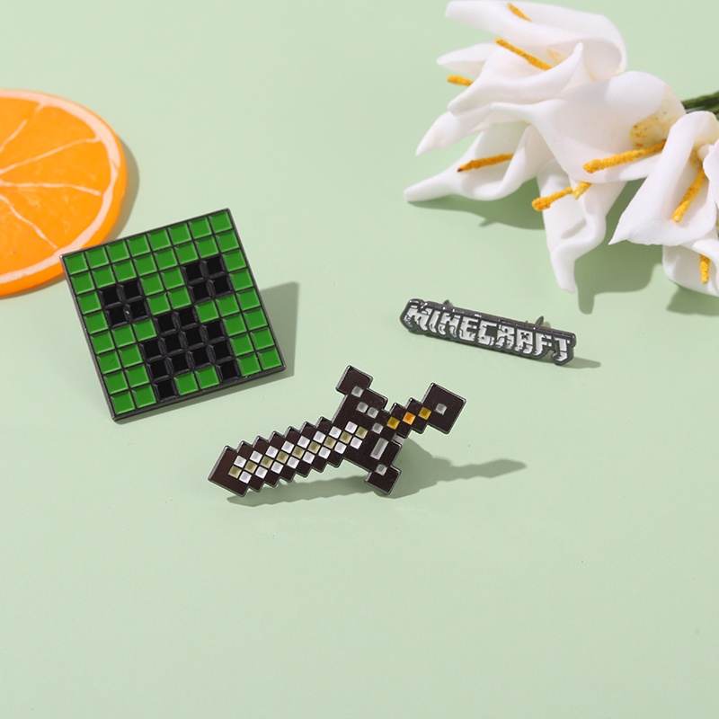 QIHEJEWELRY Minecraft Emblem Lapel Pin Gift for Friends Clothing Accessories
