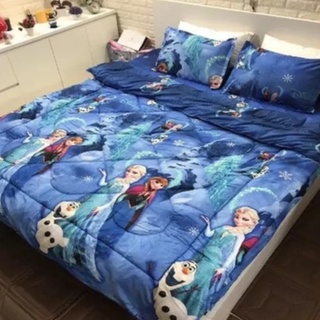 Trọn Bộ 5 Món Vỏ Chăn Ga Gối Cotton Poly Mẫu công chúa EL-SA đễ thương cho bé gái