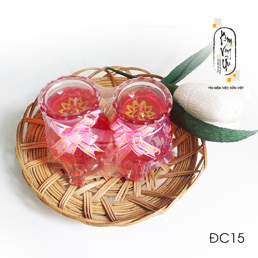 Đèn cầy ly cúng Trái Thơm Đỏ ĐC15 cao 9cm