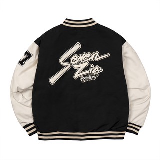 Áo khoác bomber "CREW" - Đen/Kem