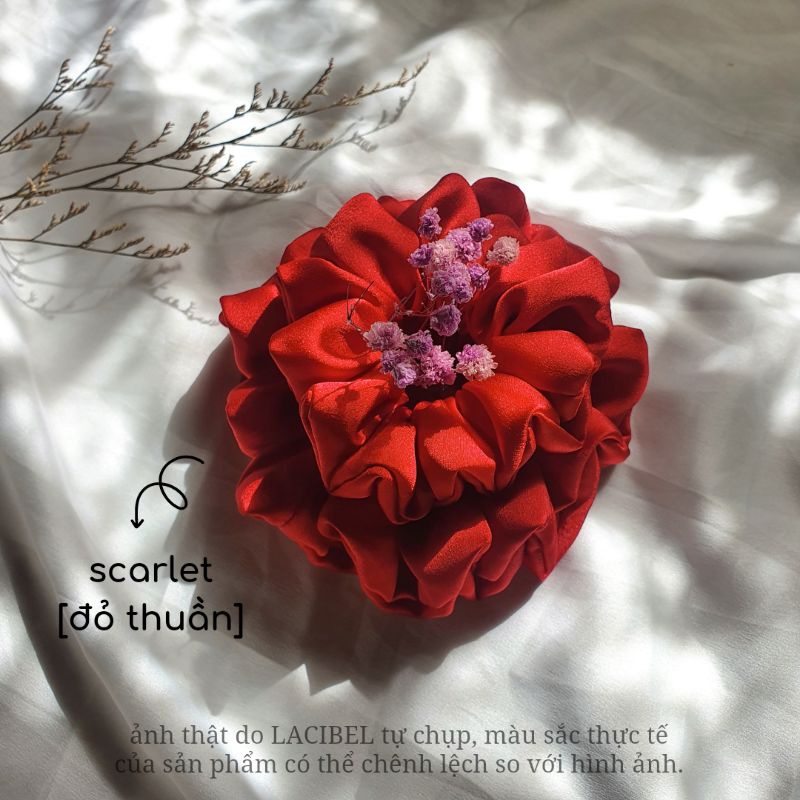 Scrunchies LACIBEL lụa satin, buộc tóc vải handmade 100%