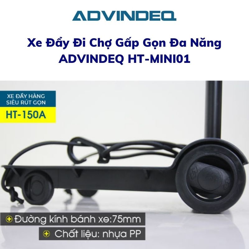 Xe đẩy đi chợ gấp gọn đa năng ADVINDEQ HT-MINI01 tải trọng 45kg có dây chằng hàng bảo hành 12 tháng