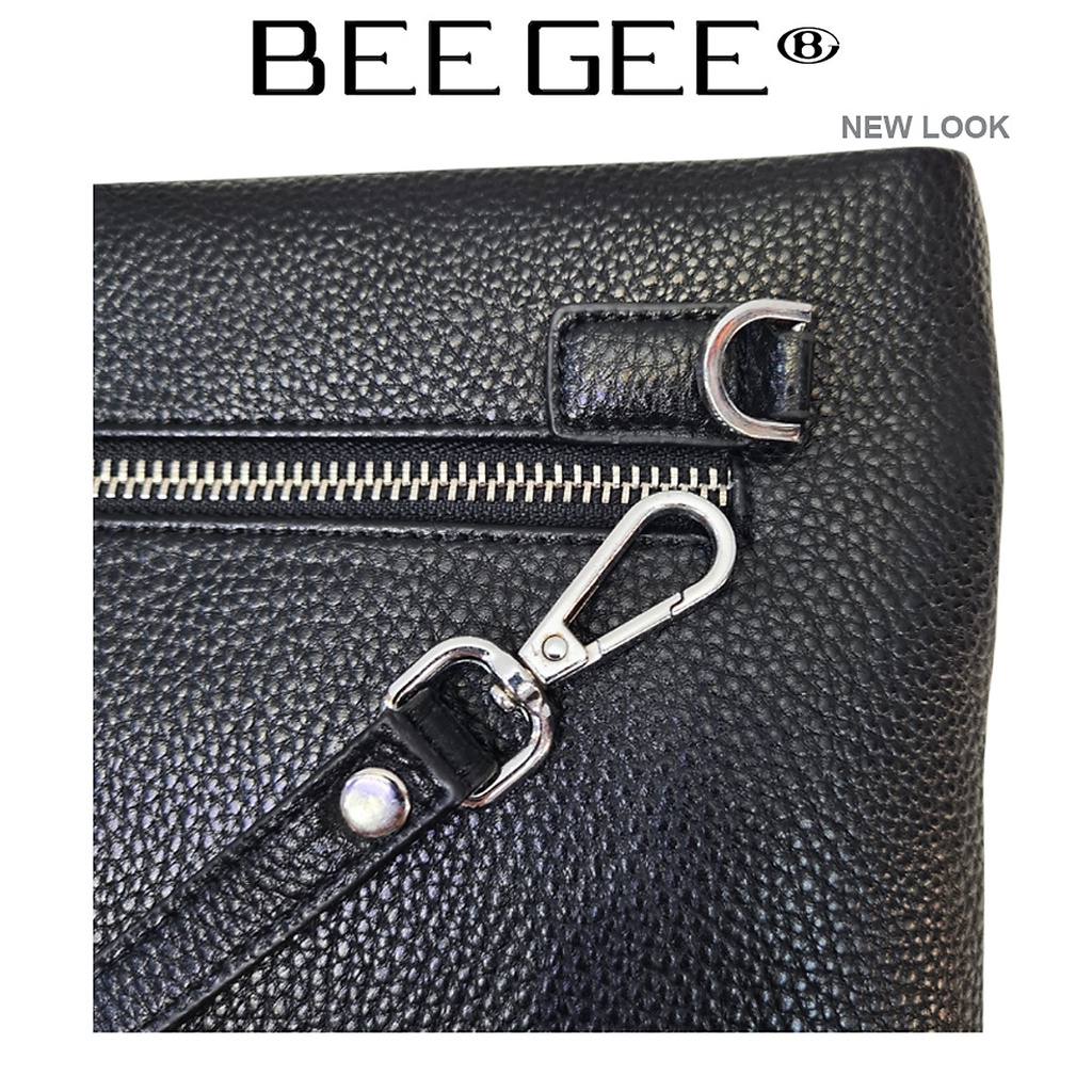 Ví nam cầm tay BEE GEE da bò tổng hợp cao cấp Bàn tay CÁ SÂU (Dài 28cm X Cao 17cm X Dày 2cm) - MÀU ĐEN