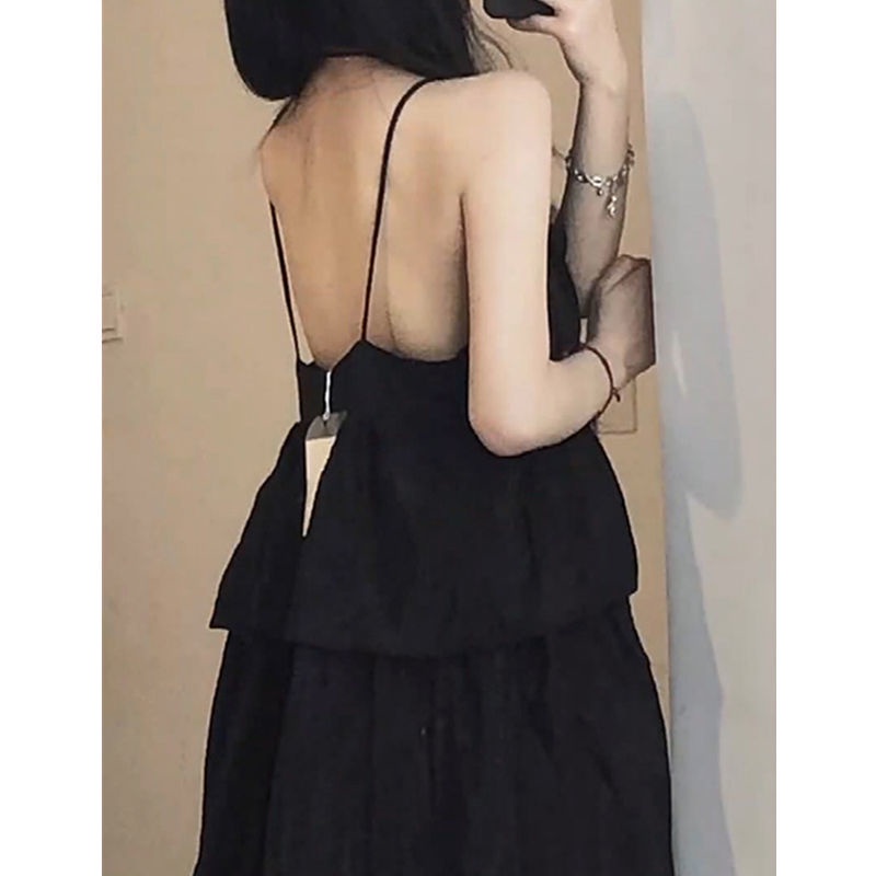 Đầm Hai Dây Dáng Chữ a Eo Cao Cổ Chữ v Phối Bèo Và Chân Váy Chữ a Eo Cao Phong Cách Hàn Quốc Dành Cho Nữ