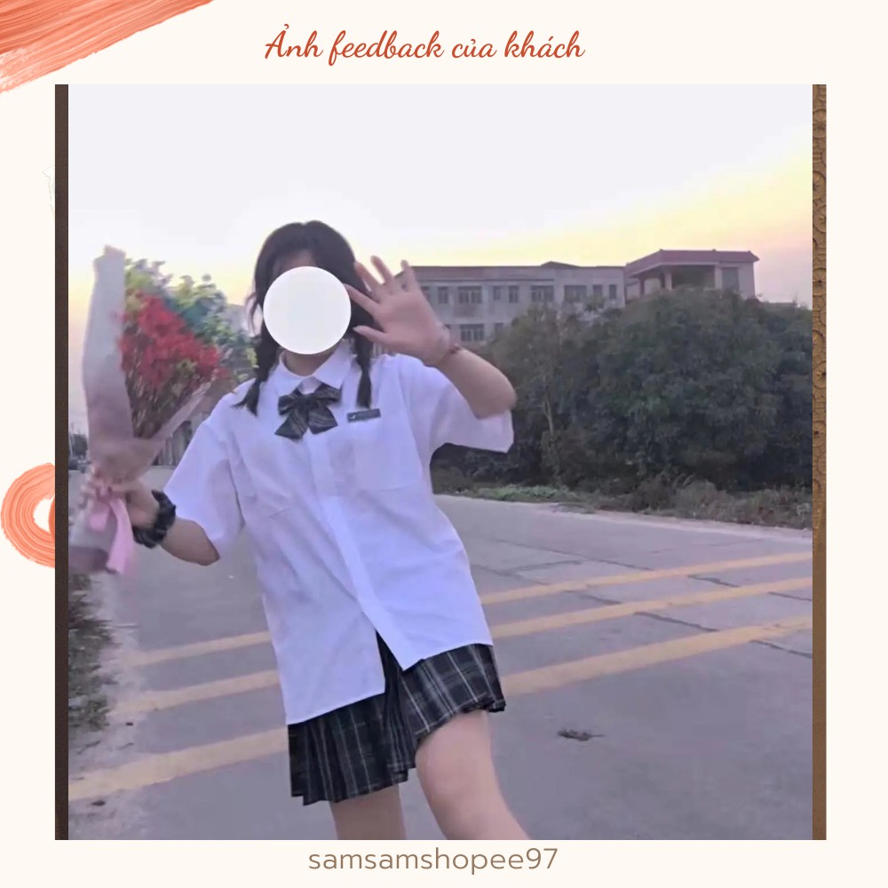 Áo sơ mi nữ sinh+ tặng kèm nơ