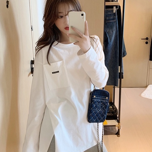 Áo thun nữ tay dài kiểu Hàn Quốc 2 màu tùy chọn thời trang