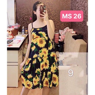 Váy Bầu 2 dây lanh lụa không nhăn ( hàng đẹp) MS