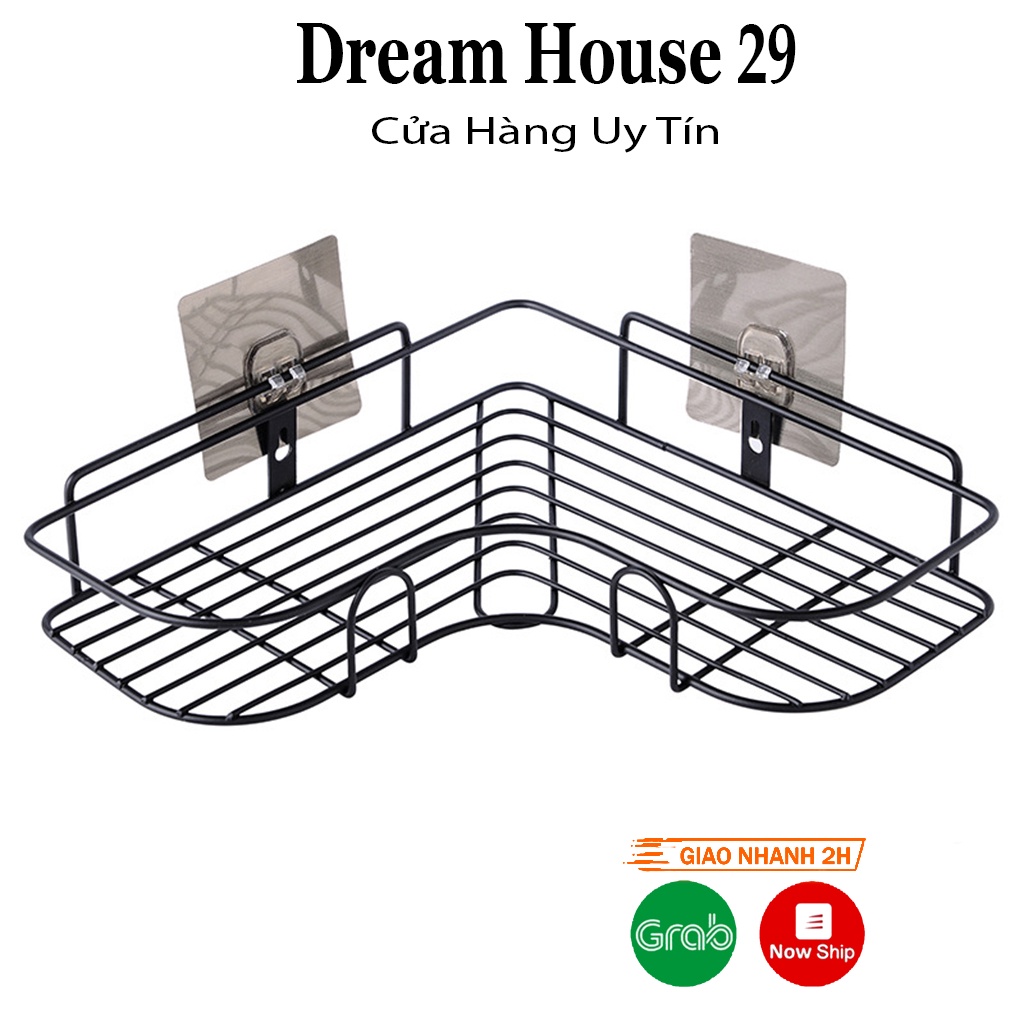 Kệ để đồ nhà tắm dán tường chất liệu thép không gỉ, kệ nhà bếp chịu lực 10kg sơn đen tĩnh điện kích thước 36 cm x 12cm