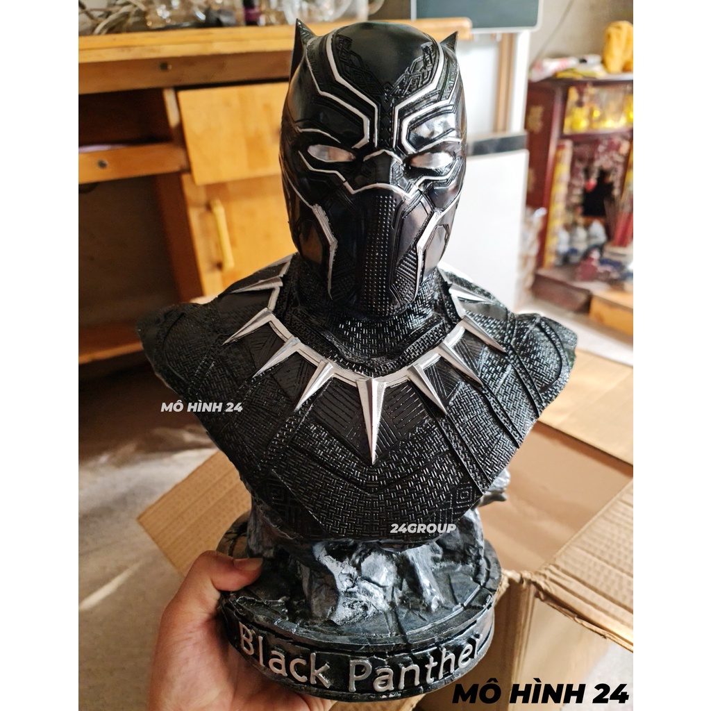 [36cm] Mô hình cao cấp nhựa resin Thạch Cao Black Panther Báo đen siêu anh hùng Marvel Tượng bán thân để bàn Figure