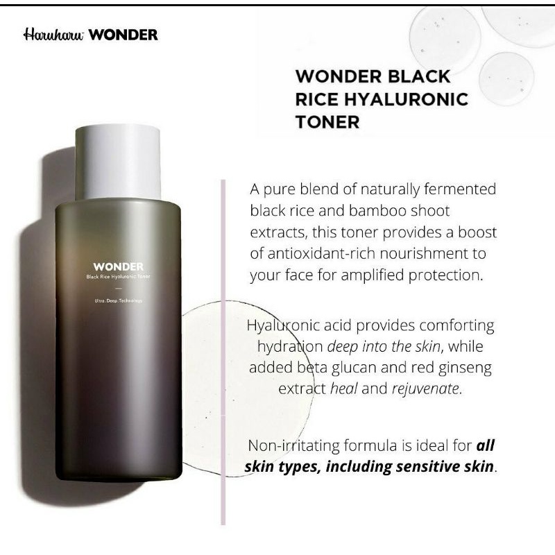 Toner HaruHaru WONDER Cám gạo đen và Hyaluronic 150ml