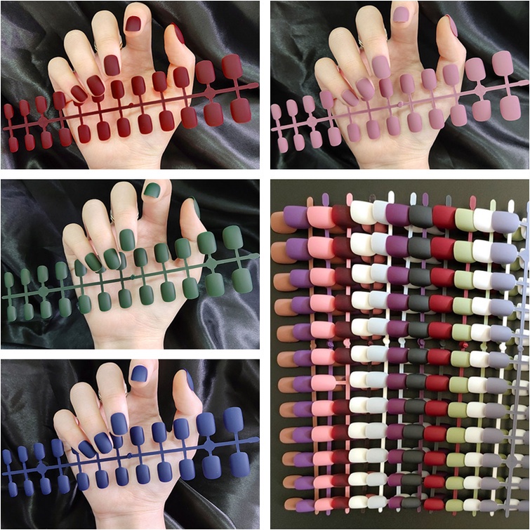 Set 24 Móng Tay Giả Màu Sắc Đơn Giản Thời Trang Cho Nữ